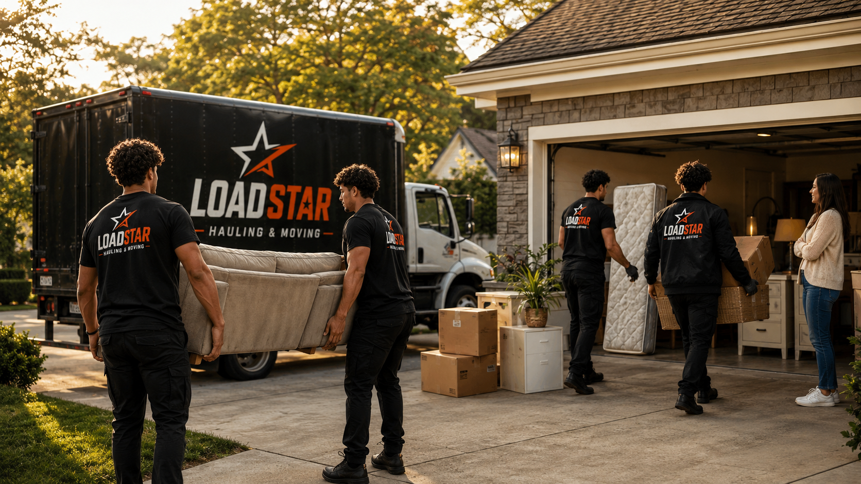 Movers loading a box truck